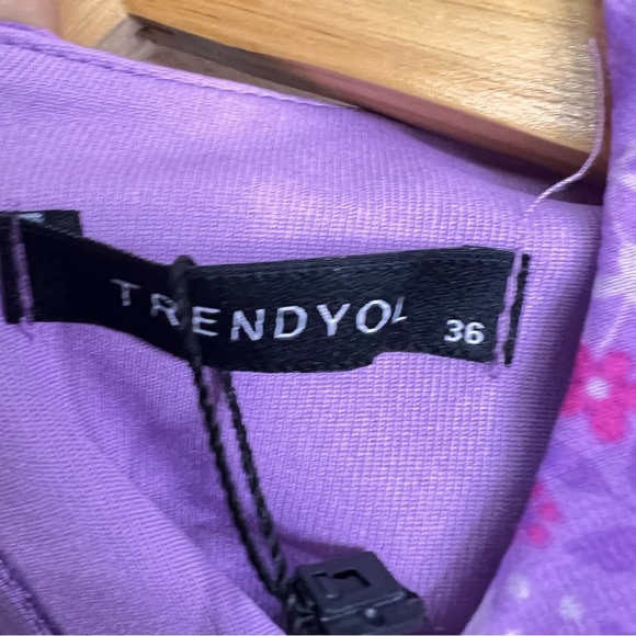 New Trendyol Purple Floral Midi Dress - Picture 3 of 5